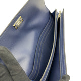 エルメス HERMES ケリーポケットロング W刻 ブルーサフィール シルバー金具/ゴールド金具 シェーブル レディース 長財布