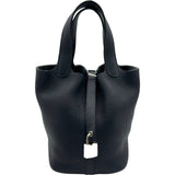 エルメス HERMES ピコタンロックPM D刻 ブルーインディゴ シルバー金具 トリヨン レディース ハンドバッグ