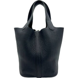 エルメス HERMES ピコタンロックPM D刻 ブルーインディゴ シルバー金具 トリヨン レディース ハンドバッグ