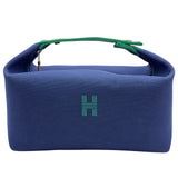 エルメス HERMES ブリッドアブラックGM ブルー シルバー金具 トワル レディース ハンドバッグ