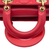 クリスチャン・ディオール Christian Dior レディディオール スモール レッド ゴールド金具 カナージュ/レザー レディース ハンドバッグ