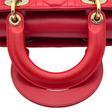 クリスチャン・ディオール Christian Dior レディディオール スモール レッド ゴールド金具 カナージュ/レザー レディース ハンドバッグ