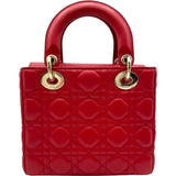 クリスチャン・ディオール Christian Dior レディディオール スモール レッド ゴールド金具 カナージュ/レザー レディース ハンドバッグ