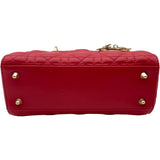 クリスチャン・ディオール Christian Dior レディディオール スモール レッド ゴールド金具 カナージュ/レザー レディース ハンドバッグ