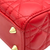 クリスチャン・ディオール Christian Dior レディディオール スモール レッド ゴールド金具 カナージュ/レザー レディース ハンドバッグ