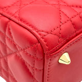 クリスチャン・ディオール Christian Dior レディディオール スモール レッド ゴールド金具 カナージュ/レザー レディース ハンドバッグ