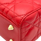 クリスチャン・ディオール Christian Dior レディディオール スモール レッド ゴールド金具 カナージュ/レザー レディース ハンドバッグ