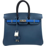 エルメス HERMES バーキン25 トリコロール K刻 ディープブルー/ブルーイドラ/ノワール エプソン レディース ハンドバッグ