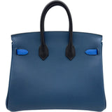 エルメス HERMES バーキン25 トリコロール K刻 ディープブルー/ブルーイドラ/ノワール エプソン レディース ハンドバッグ