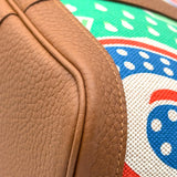 エルメス HERMES ガーデンパーティPM エレクトリック W刻 ブラウン シルバー金具 トワル レディース ハンドバッグ