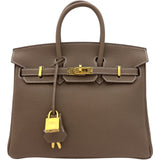 エルメス HERMES バーキン25 W刻 エトゥープ ゴールド金具 トゴ レディース ハンドバッグ