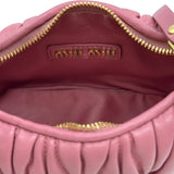 ミュウミュウ miu miu ワンダー マテラッセ ホーボー ミニバッグ 5BP078 ピンク ゴールド金具 ナッパレザー レディース ショルダーバッグ