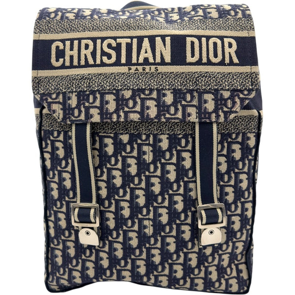 A4可 美品 クリスチャンディオール ナイロン リュック ロゴ型押し ブラック クリスチャン・ディオール Christian Dior オブリーク柄 バックパック