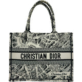 クリスチャン・ディオール Christian Dior ブックトート ミディアム M1296ZOMP ホワイト/ブラック コットン レディース トートバッグ