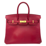 エルメス HERMES バーキン25 □R刻印 ルージュヴィフ ゴールド金具 タデラクト レディース ハンドバッグ