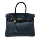 エルメス HERMES バーキン30 □L刻 ブループリュス シルバー金具 エプソン レディース ハンドバッグ