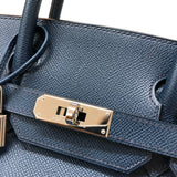 エルメス HERMES バーキン30 □L刻 ブループリュス シルバー金具 エプソン レディース ハンドバッグ