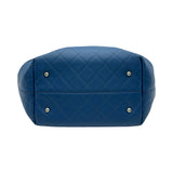 シャネル CHANEL メッシュレザー チェーントートバッグ 17番台 ブルー シルバー金具 ラムスキン レディース トートバッグ