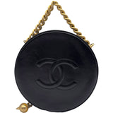 シャネル CHANEL ココマーク ラウンドハンドバッグ 25番台 ブラック ゴールド金具 カーフ レディース ハンドバッグ