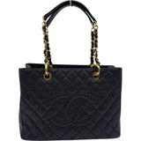 シャネル CHANEL GSTチェーントートバッグ A50995 14番台 ブラック ゴールド金具 キャビア レディース トートバッグ