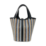 エルメス HERMES ピコタンロックPM クーベルチュール K刻 ブラック×エクリュ×フォーブ トワル スイフト レディース ハンドバッグ