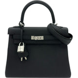 エルメス HERMES ケリー25 内縫い K刻 ブラック シルバー金具 トゴ レディース ショルダーバッグ