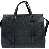 グッチ GUCCI GGエンボス トートバッグ 625774 ブラック シルバー金具 レザー メンズ トートバッグ