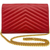 サンローラン SAINT LAURENT カサンドラ クラシック チェーンウォレット 377828 レッド ゴールド金具 グレインレザー レディース ショルダーバッグ