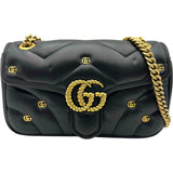 グッチ GUCCI GGマーモント チェーンショルダーバッグ 443497 ブラック ゴールド金具 レザー レディース ショルダーバッグ