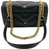 グッチ GUCCI GGマーモント チェーンショルダーバッグ 443497 ブラック ゴールド金具 レザー レディース ショルダーバッグ