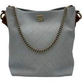 シャネル CHANEL マトラッセ ホーボーバッグ 28番台 ライトブルー ゴールド金具 カーフ レディース トートバッグ