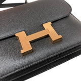 エルメス HERMES コンスタンス3ミニ Z刻 ブラック ピンクゴールド金具 エプソン レディース ショルダーバッグ