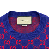 グッチ GUCCI GG総柄カシミヤ混ニットセーター 597723 ネイビー ウール メンズ セーター