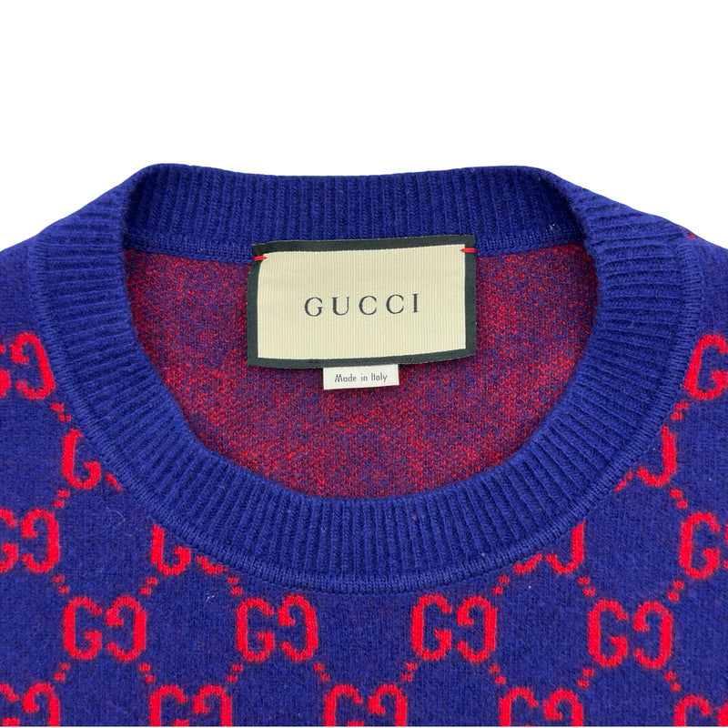 グッチ GUCCI GG総柄カシミヤ混ニットセーター 597723 ネイビー ウール