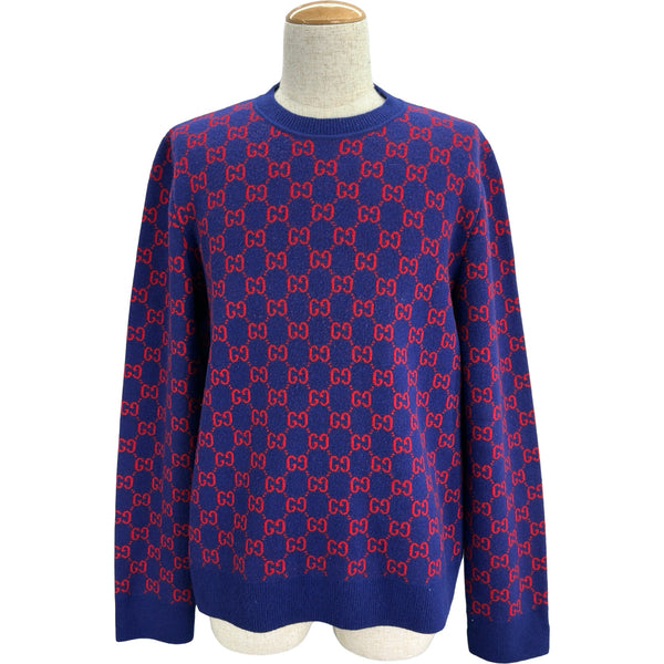 グッチ GUCCI GG総柄カシミヤ混ニットセーター 597723 ネイビー ウール