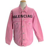 バレンシアガ BALENCIAGA フロントロゴ デニムジャケット 594386 ピンク コットン メンズ デニムジャケット