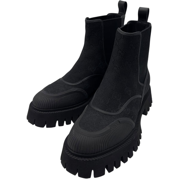 グッチ GUCCI GGキャンバス サイドゴアブーツ 739777 ブラック GGキャンバス メンズ ブーツ 2300045232601_2_600x600_crop_c