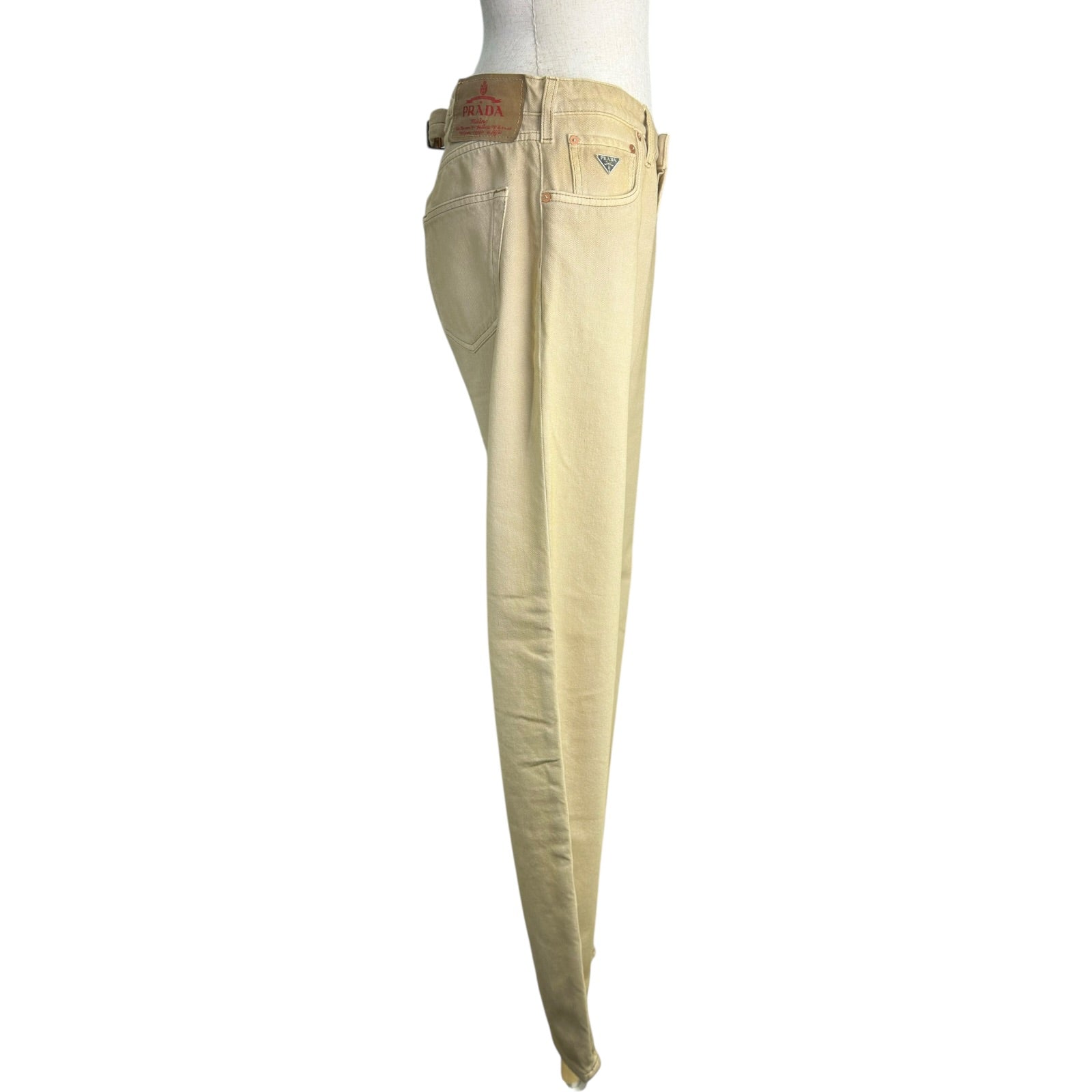 プラダ PRADA トライアングルロゴデニムパンツ GEP358 ベージュ コットン メンズ デニムパンツ プラダ PRADA トライアングルロゴデニムパンツ GEP358 ベージュ