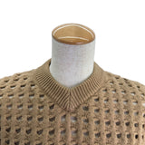 ボッテガ・ヴェネタ BOTTEGA VENETA Vネックメッシュニットセーター 646729 ベージュ ウール レディース ニット