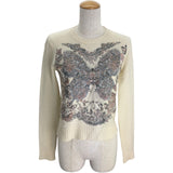 クリスチャン・ディオール Christian Dior バタフライ刺繍カシミヤニットセーター 414S57AM078 ホワイト カシミヤ レディース セーター