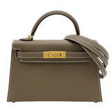 エルメス HERMES ミニケリー2 Ｋ刻 エトゥープ/ゴールド金具 エプソン レディース ショルダーバッグ