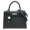 エルメス HERMES ケリー25 外縫い Ｇ刻印 ブラック/シルバー金具 エプソン レディース ショルダーバッグ