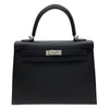 エルメス HERMES ケリー25 外縫い Ｇ刻印 ブラック/シルバー金具 エプソン レディース ショルダーバッグ