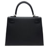 エルメス HERMES ケリー25 外縫い Ｇ刻印 ブラック/シルバー金具 エプソン レディース ショルダーバッグ