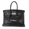 エルメス HERMES バーキン35 □J刻印 ブラック シルバー金具 ポロサス レディース ハンドバッグ