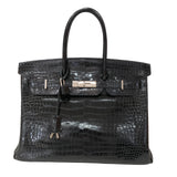 エルメス HERMES バーキン35 □J刻印 ブラック シルバー金具 ポロサス レディース ハンドバッグ