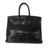 エルメス HERMES バーキン35 □J刻印 ブラック シルバー金具 ポロサス レディース ハンドバッグ