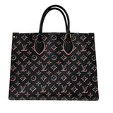 ルイ・ヴィトン LOUIS VUITTON オンザゴーMM M46154 ブラック×ピンク ゴールド金具 モノグラム・フォール・フォー・ユー レディース トートバッグ