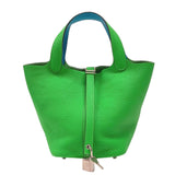 エルメス HERMES ピコタンロックPM エクラ B刻 ヴェールコック×ブルーフリーダ シルバー金具 トリヨンクレマンス レディース ハンドバッグ