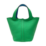 エルメス HERMES ピコタンロックPM エクラ B刻 ヴェールコック×ブルーフリーダ シルバー金具 トリヨンクレマンス レディース ハンドバッグ
